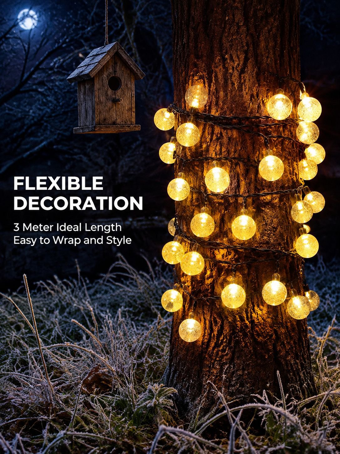 3M Waterproof Bubble Ball String Lights, 20 LEDs, Christmas Patio Decoration