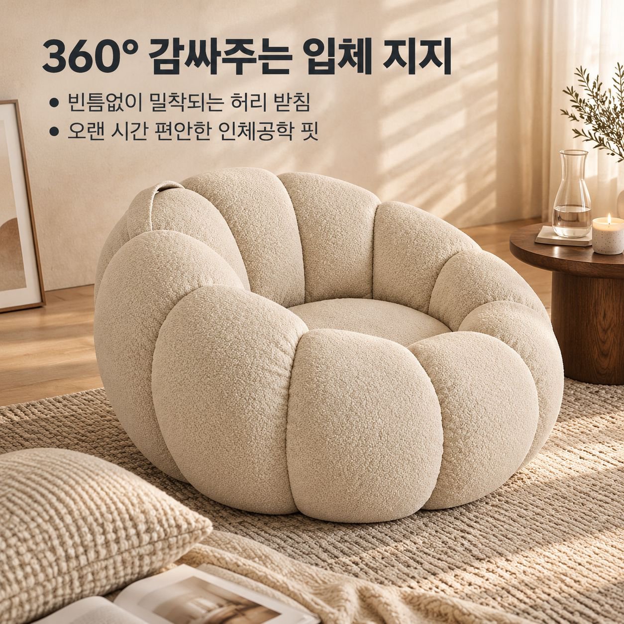 호박 1인용 소파 베란다 침실 좌식 다다미 안락의자 등받이 체어