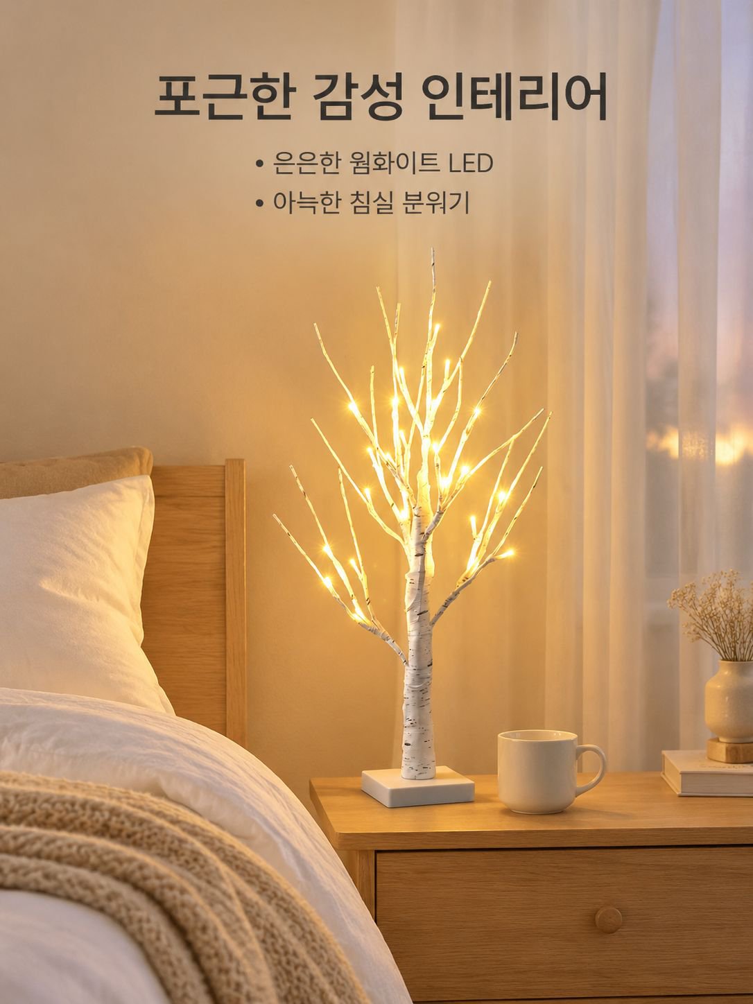 원격 조종 가능한 자작나무 장식 조명