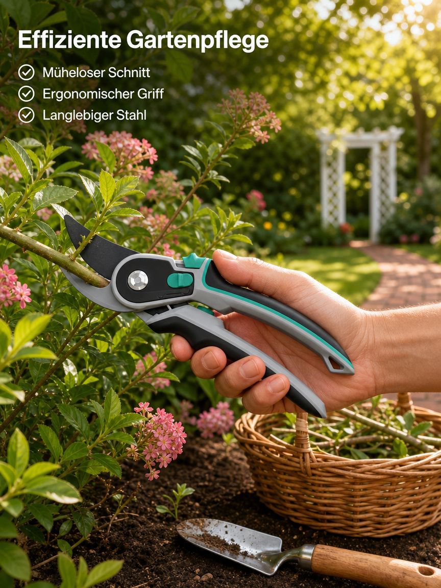 Rostresistente, zweifach verstellbare Gartenschere aus SK85 Hochkohlenstoffstahl