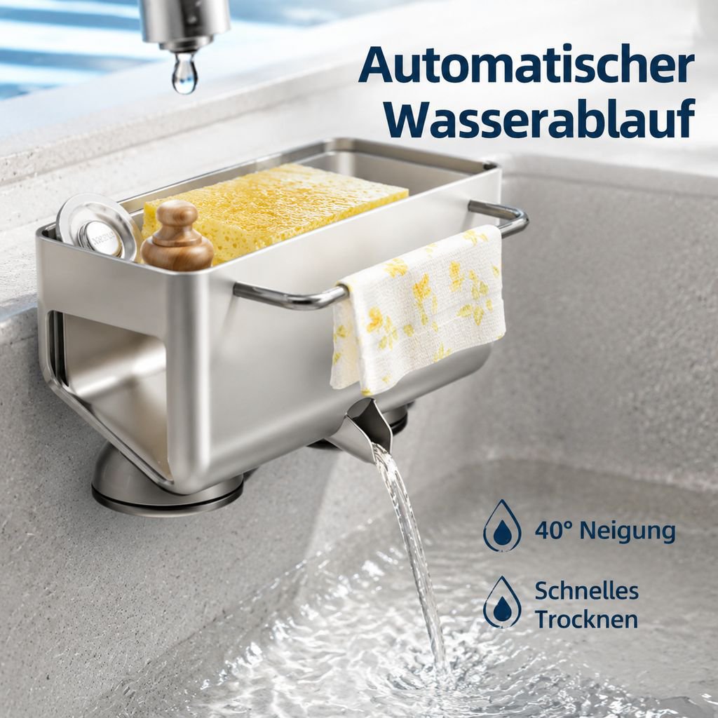 Spültuchhalter mit Saugnapf und Abtropffunktion für die Küche