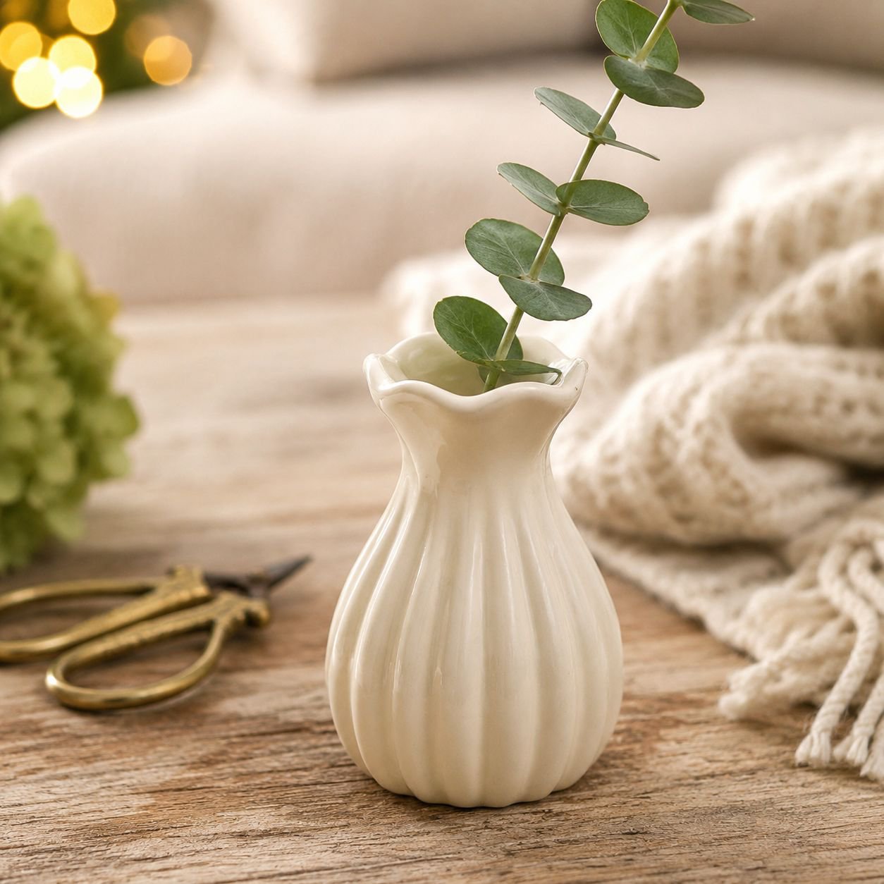 Home décor ceramic vase with artificial blooms