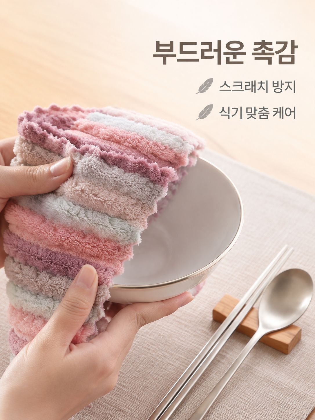 산호 양털 주방용 행주