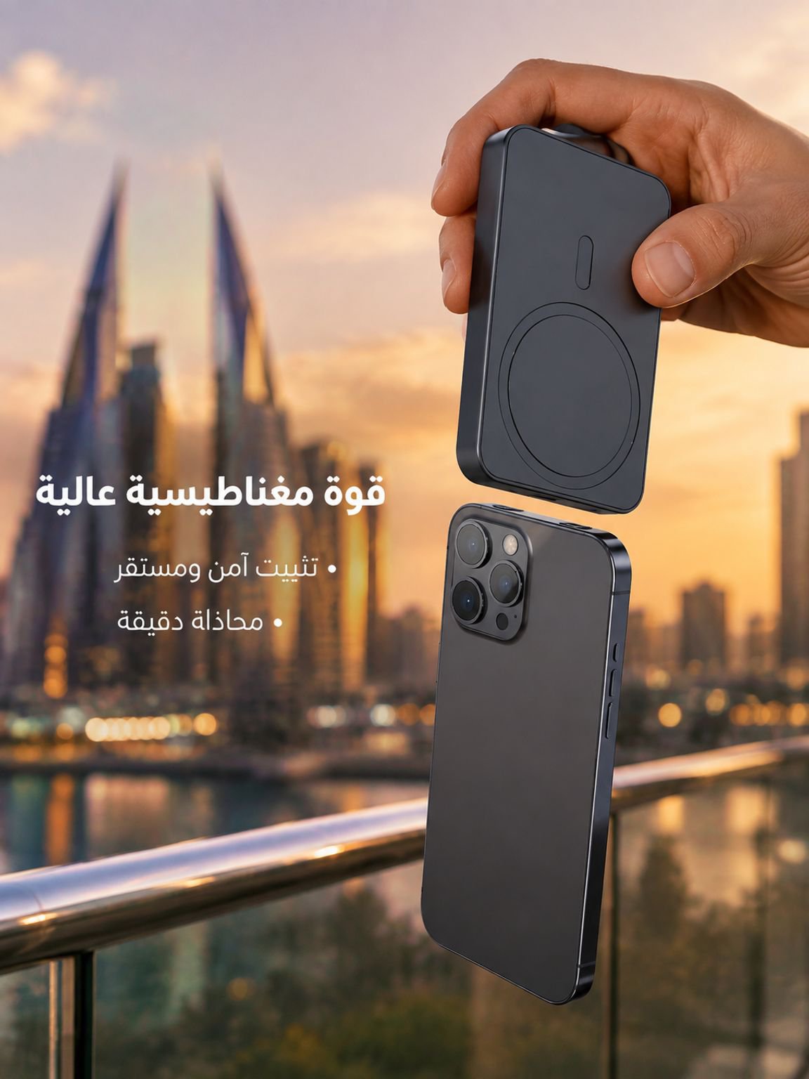 شاحن متنقل نحيف مضغوط مع جذب مغناطيسي من سبائك الألومنيوم