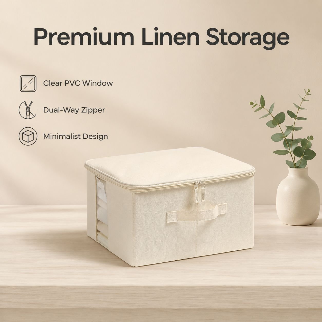 Foldable Fabric Clothing Storage Box with Clear Window