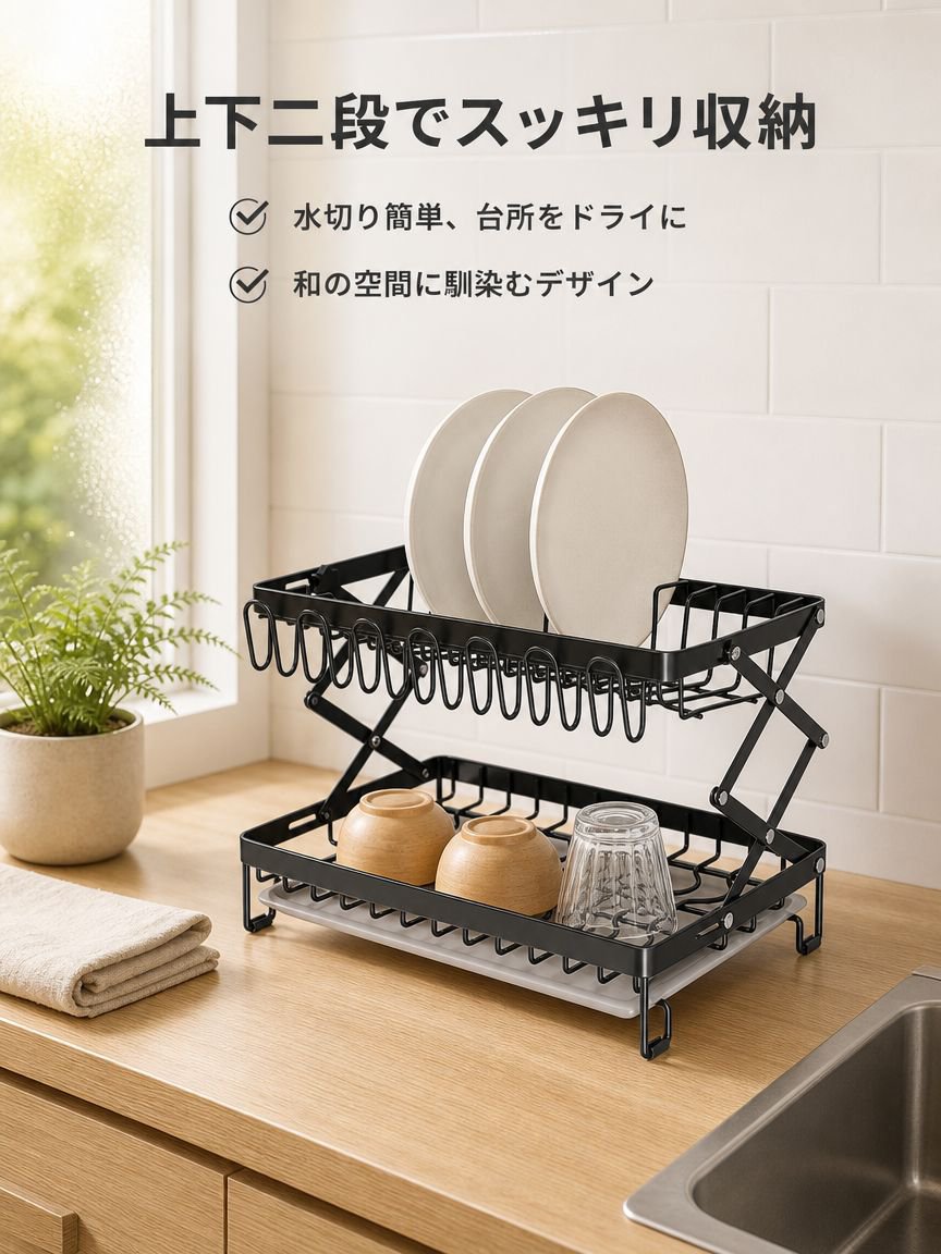 ステンレス製カウンター食器ラック
