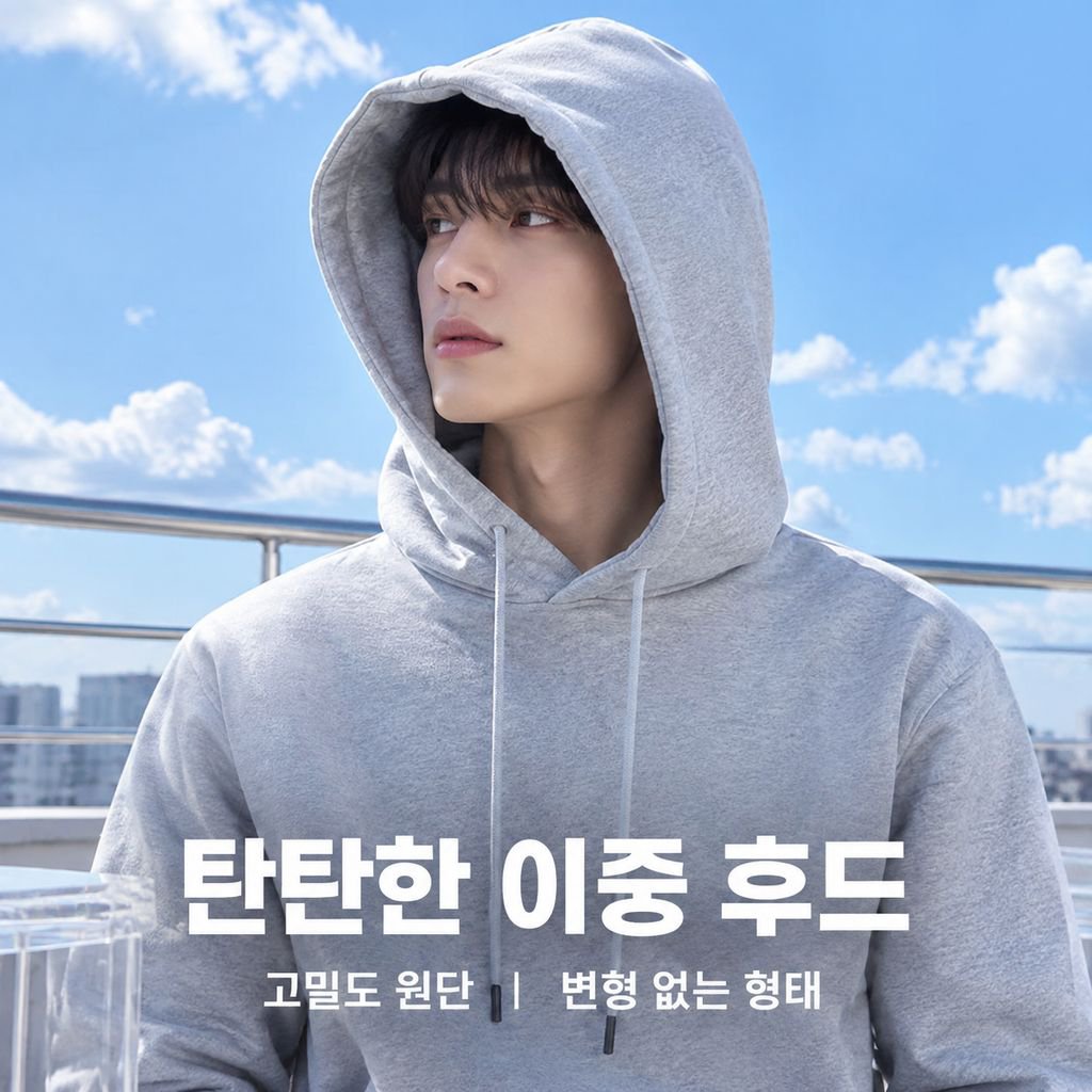 남성용 솔리드 컬러 루즈핏 캐주얼 트렌디 카라 후드 상의