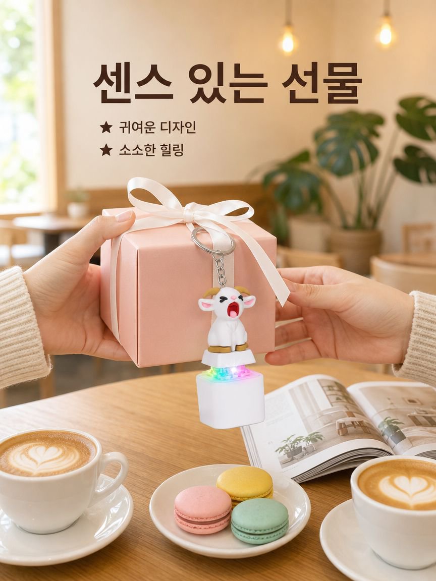 양 울음소리 내기 버튼 키링