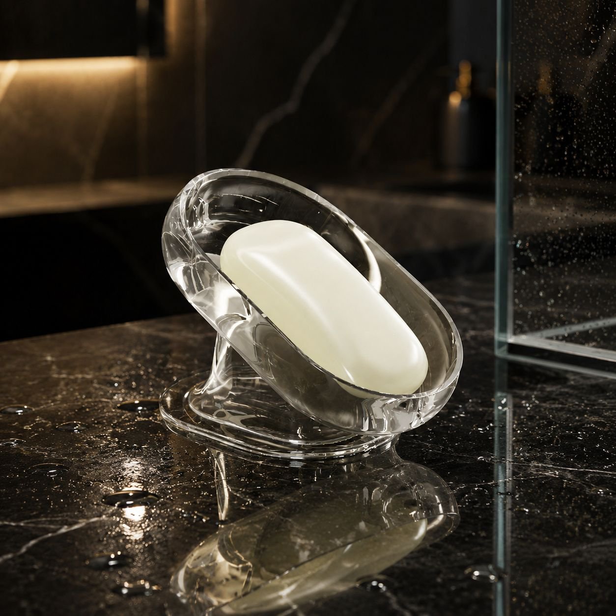 Modern soap dish for bathroom countertop organization
