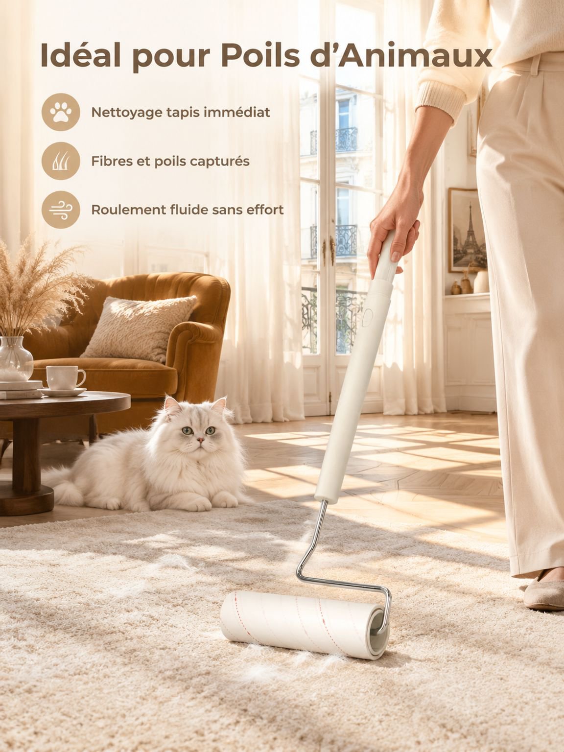 Rouleau collant puissant pour nettoyer les sols