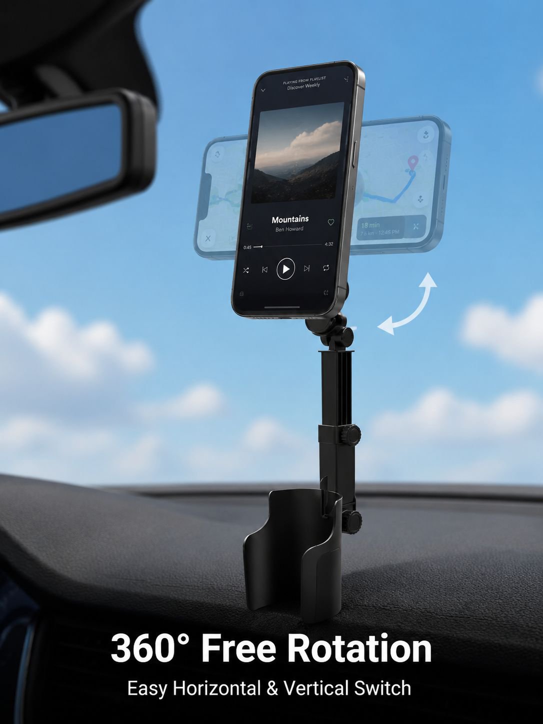 【Universal Adjustable】 Cup Holder Magnetic Arm Phone Stand
