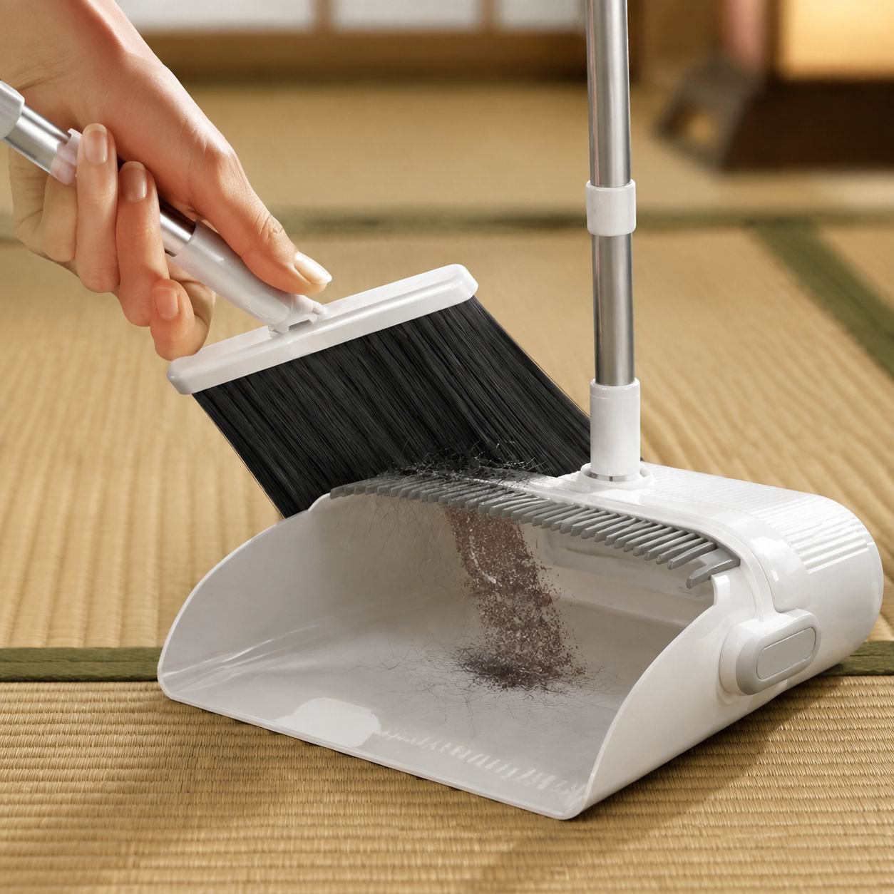 完璧な家庭用ほうきちりとりセット 太くなった長い柄の柔らかい毛の多機能掃除用具