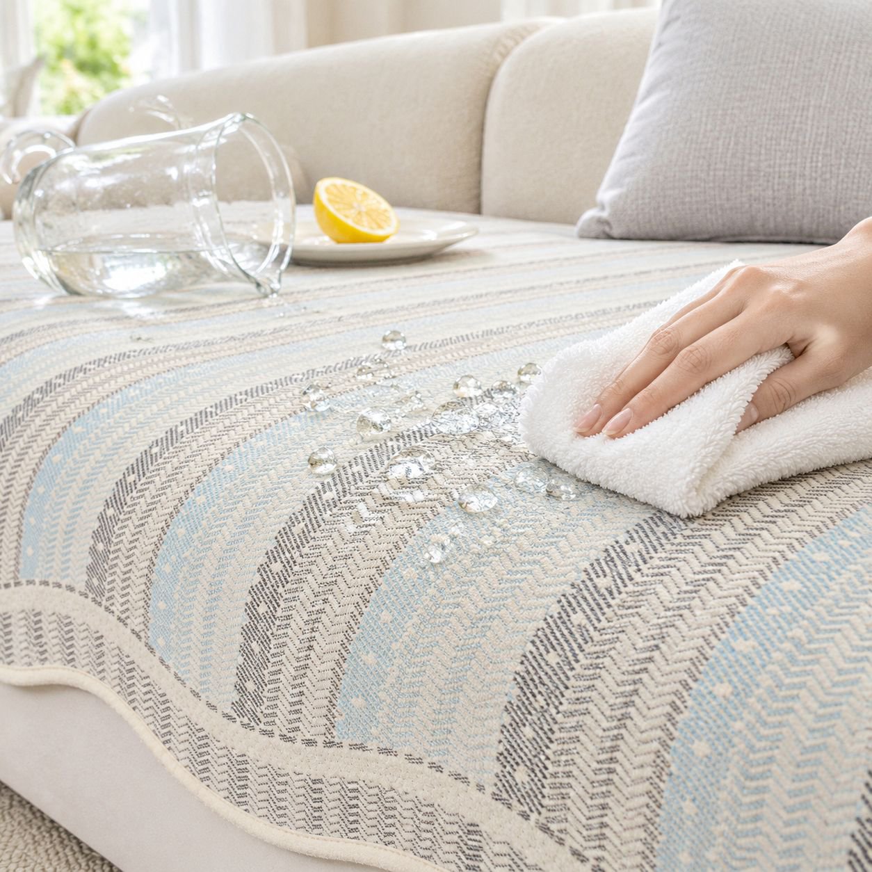 giipet - Layered Wave Texture Sofa Cushion Fabric Sofa Cushion