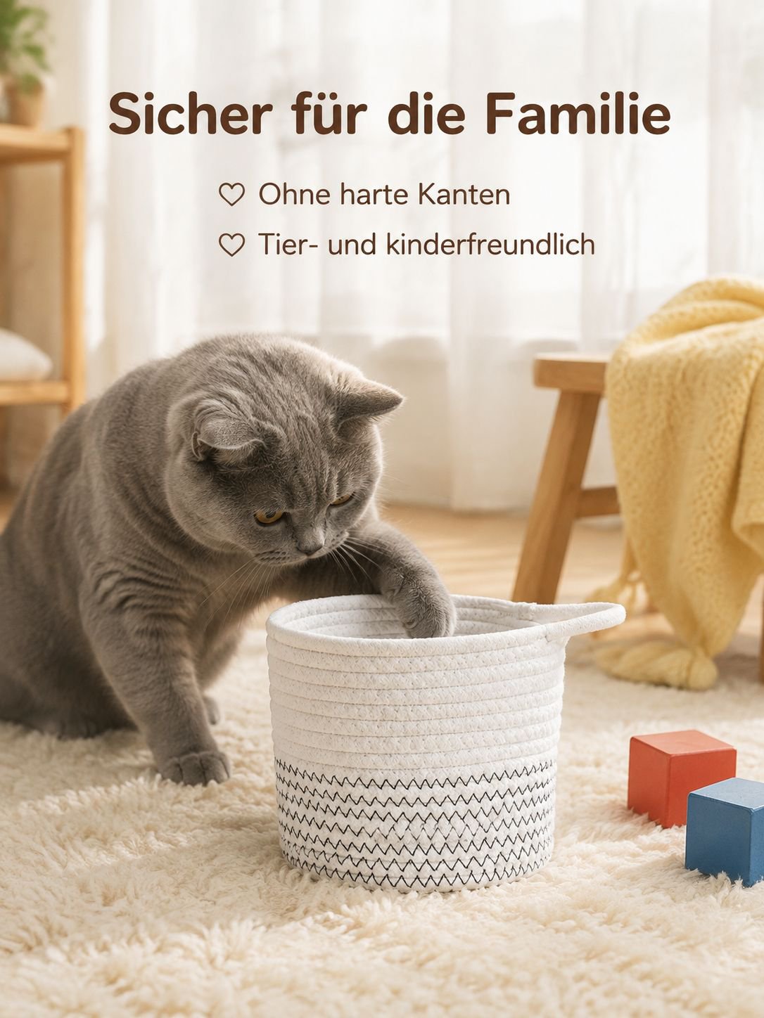 Robuster Baumwollseilkorb als Pflanzenaufbewahrung
