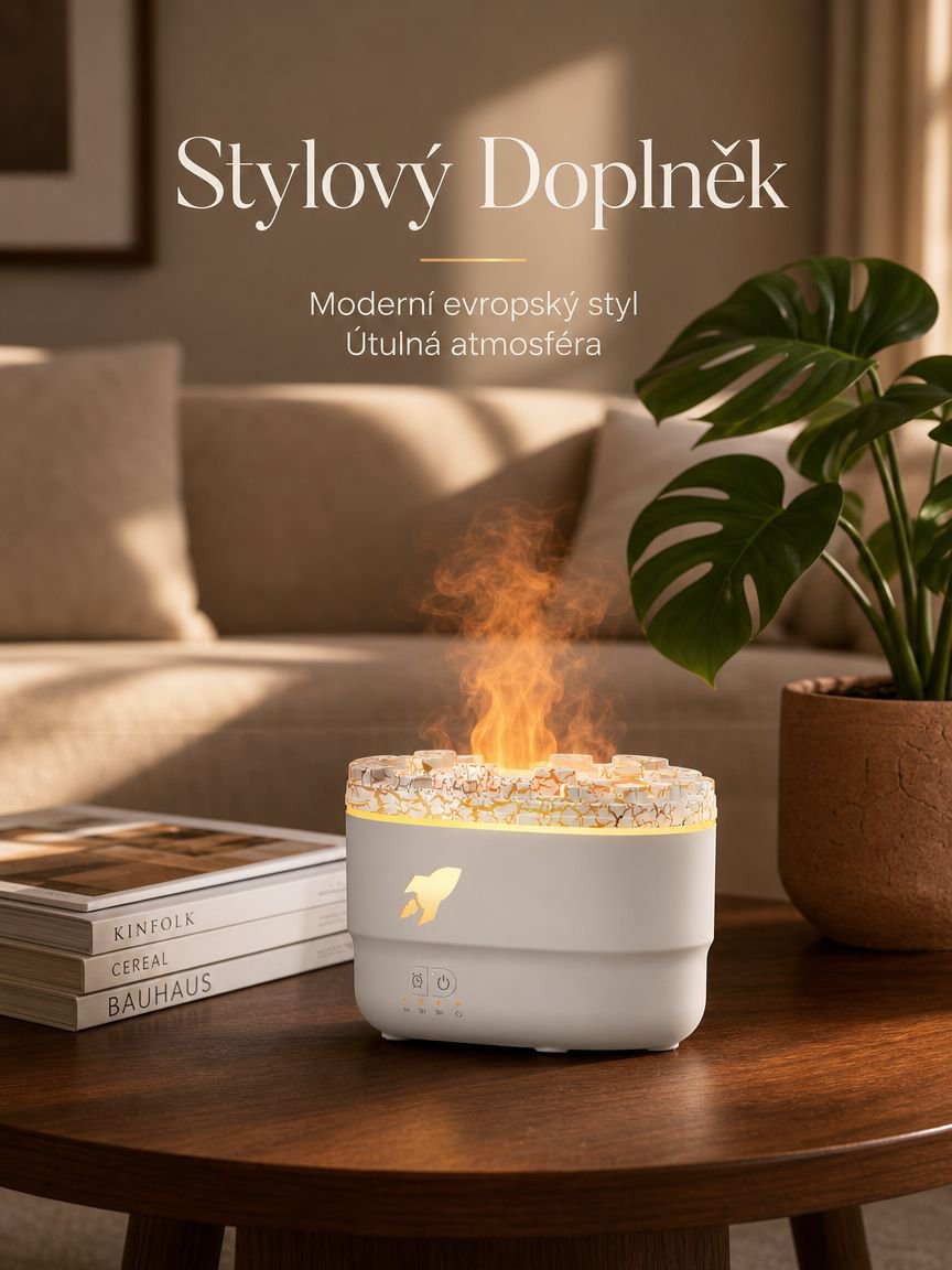 Automatický aroma difuzér s funkcí zvlhčování a rozptylování esenciálních olejů pro domácnost