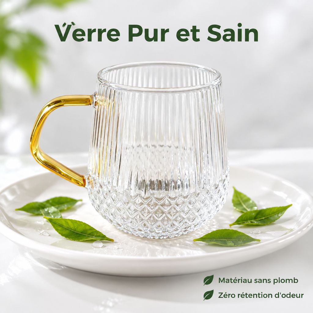 Mug transparent en verre borosilicate pour boissons chaudes