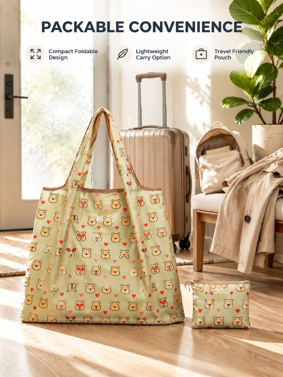 Large-Capacity Waterproof Shopping Bag, Portable Grocery Tote, Oxford Cloth Travel Organizer