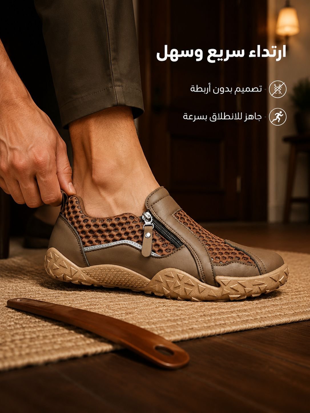 حذاء رجالي شبكي صيفي كاجوال مضاد للانزلاق