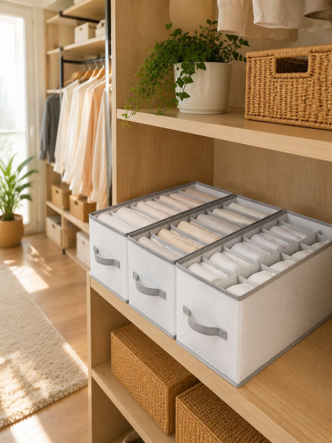 Transparent PP Board Wardrobe Drawer Organizer offering easy storage
