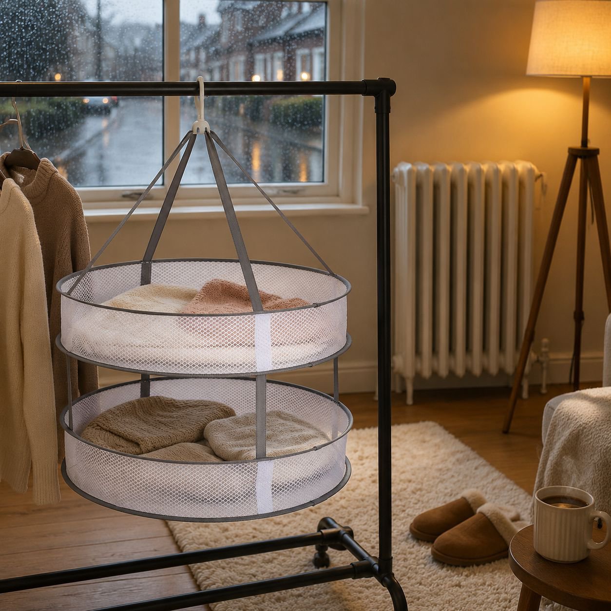 Sweater drying net basket with foldable design