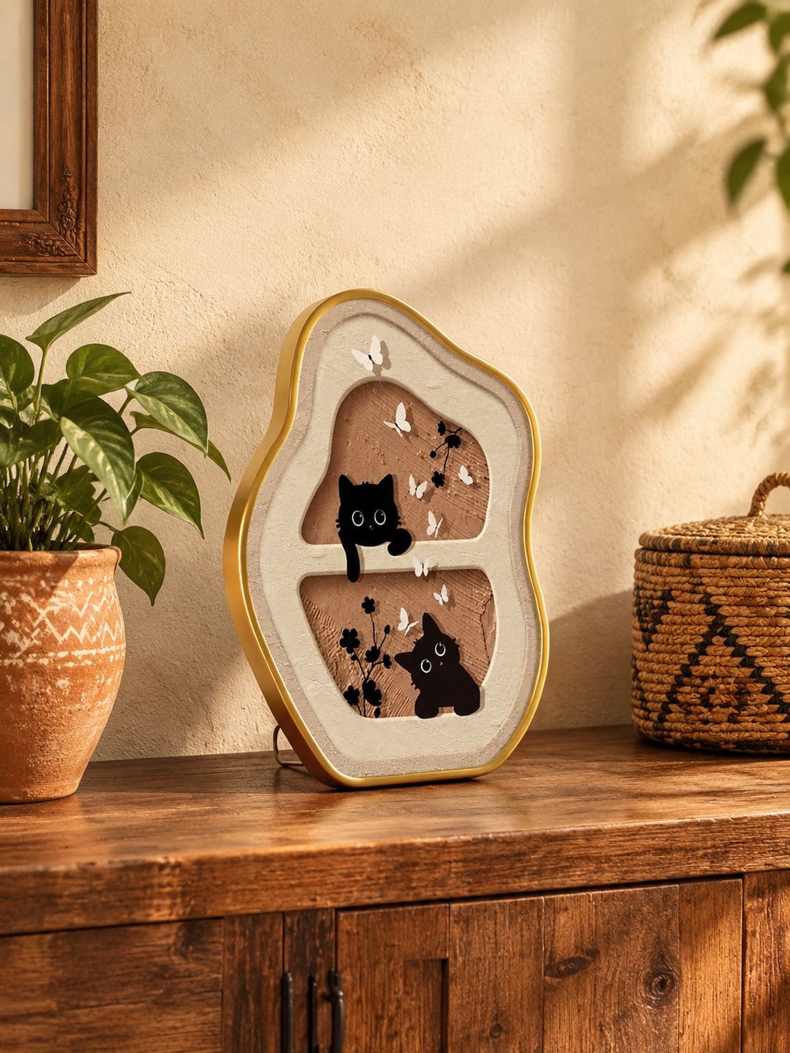 Ambiente acogedor con cuadro decorativo crema