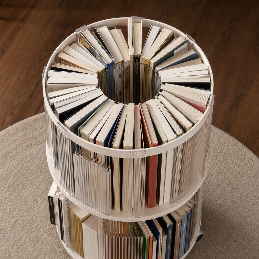 Modern multi-layer bookshelf with 360 degree rotation