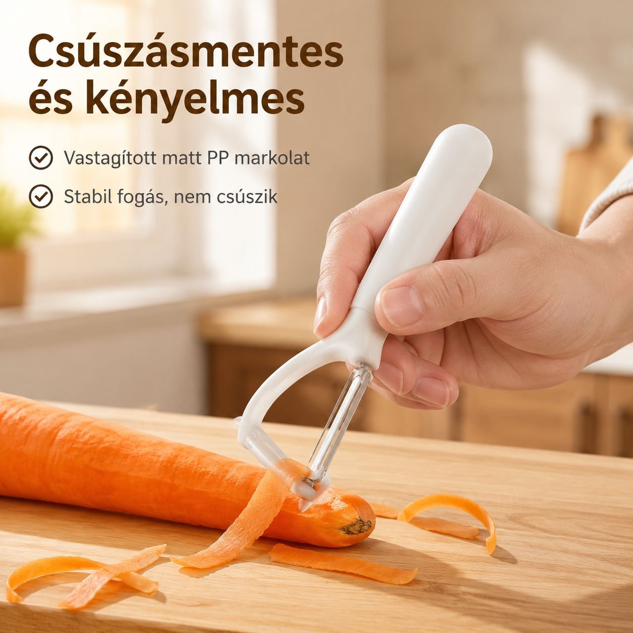 Rozsdamentes acél hámozókés