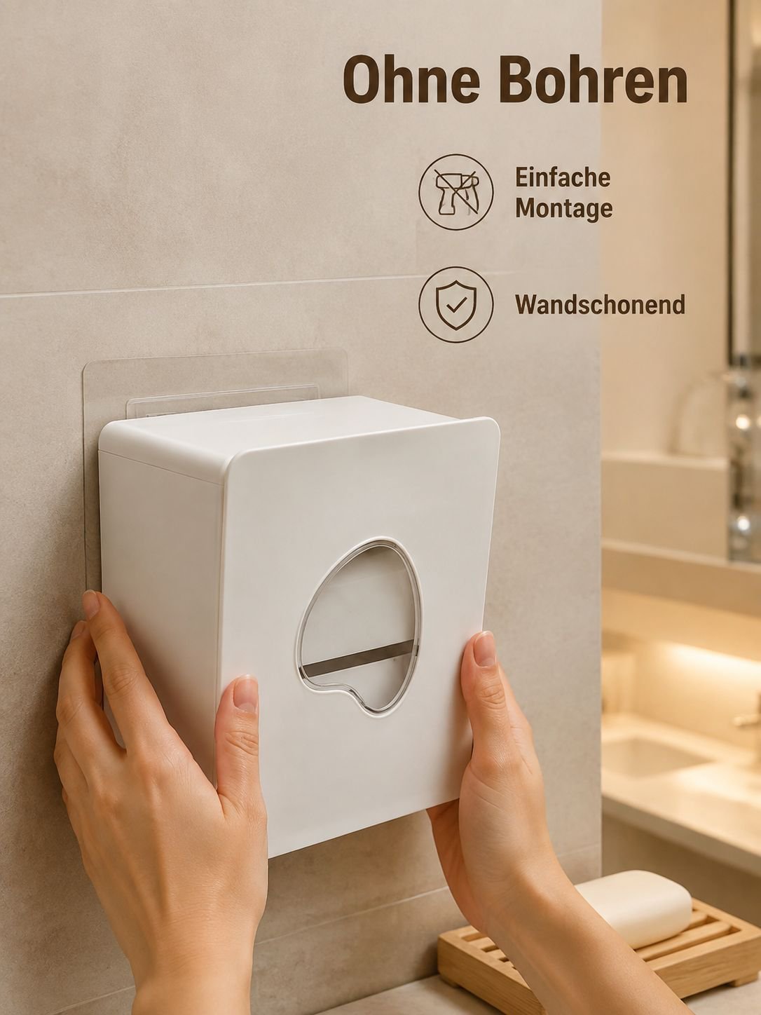 Wandmontierter Aufbewahrungsbehälter für Damenbinden ohne Bohren für das Badezimmer