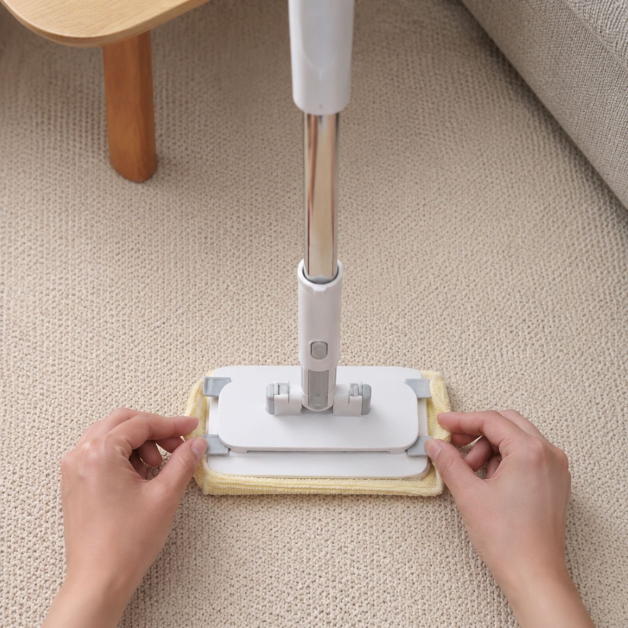 Absorbent towel mop for home surfaces