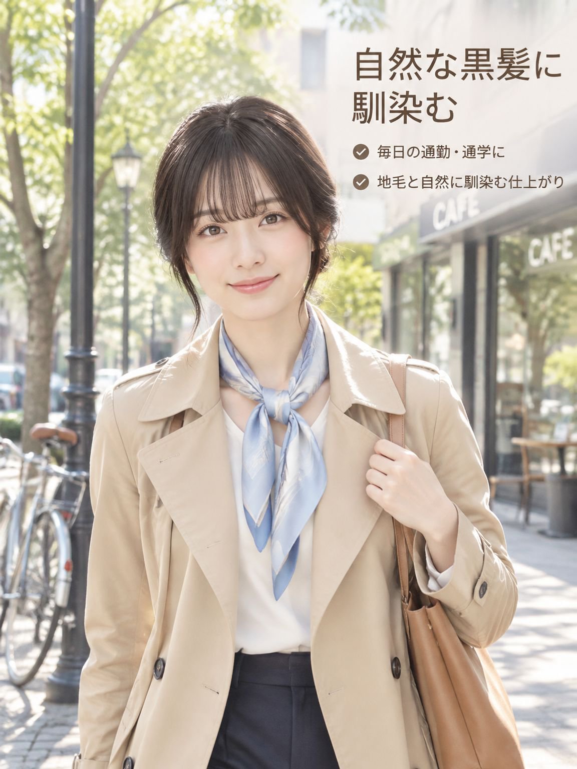 自然な仕上がりの面ファスナー式ウィッグ（女性用）