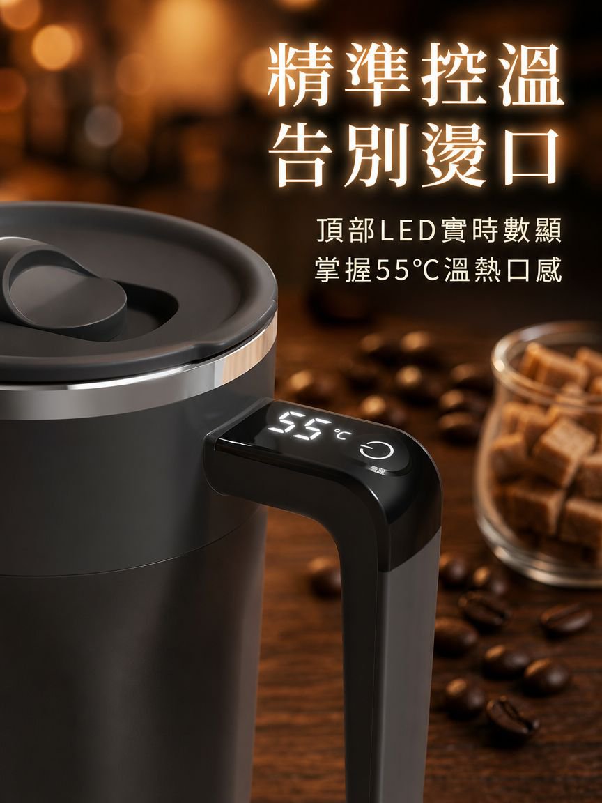 智能磁力數顯咖啡攪拌杯