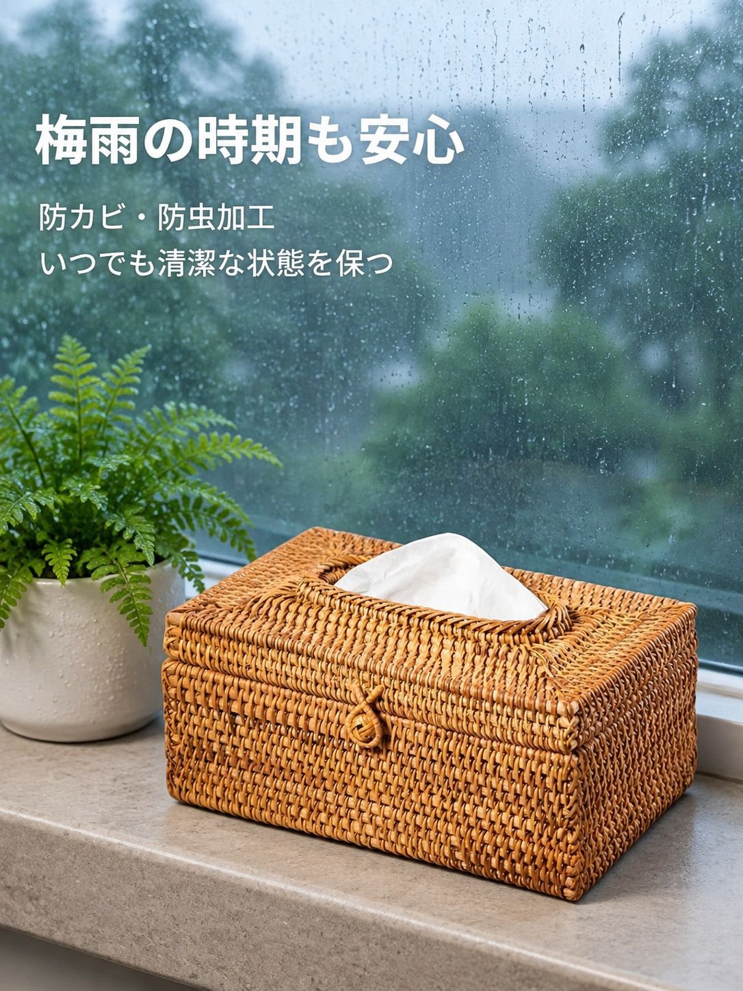 手作りの籐製ティッシュボックス