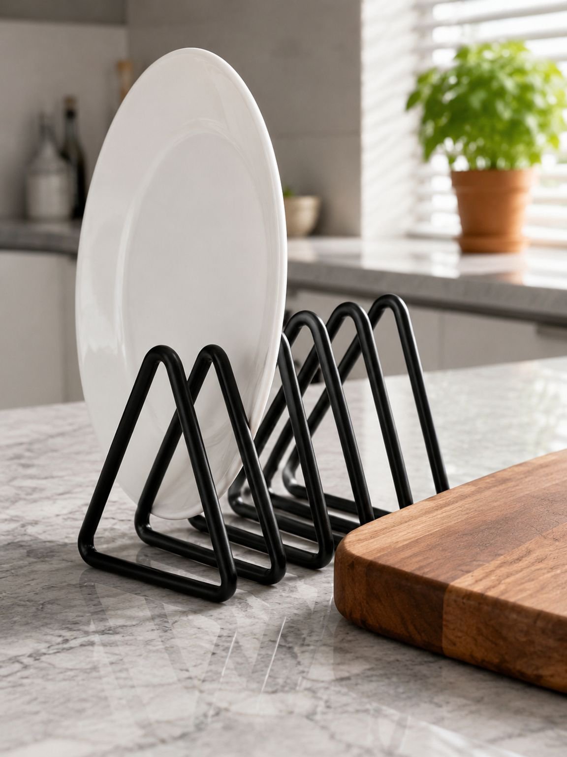 Modern cutting board holder rack keeping kitchen surfaces tidy