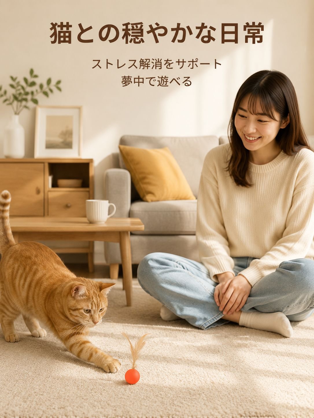 ペット猫用羽根付きジャンピングボール