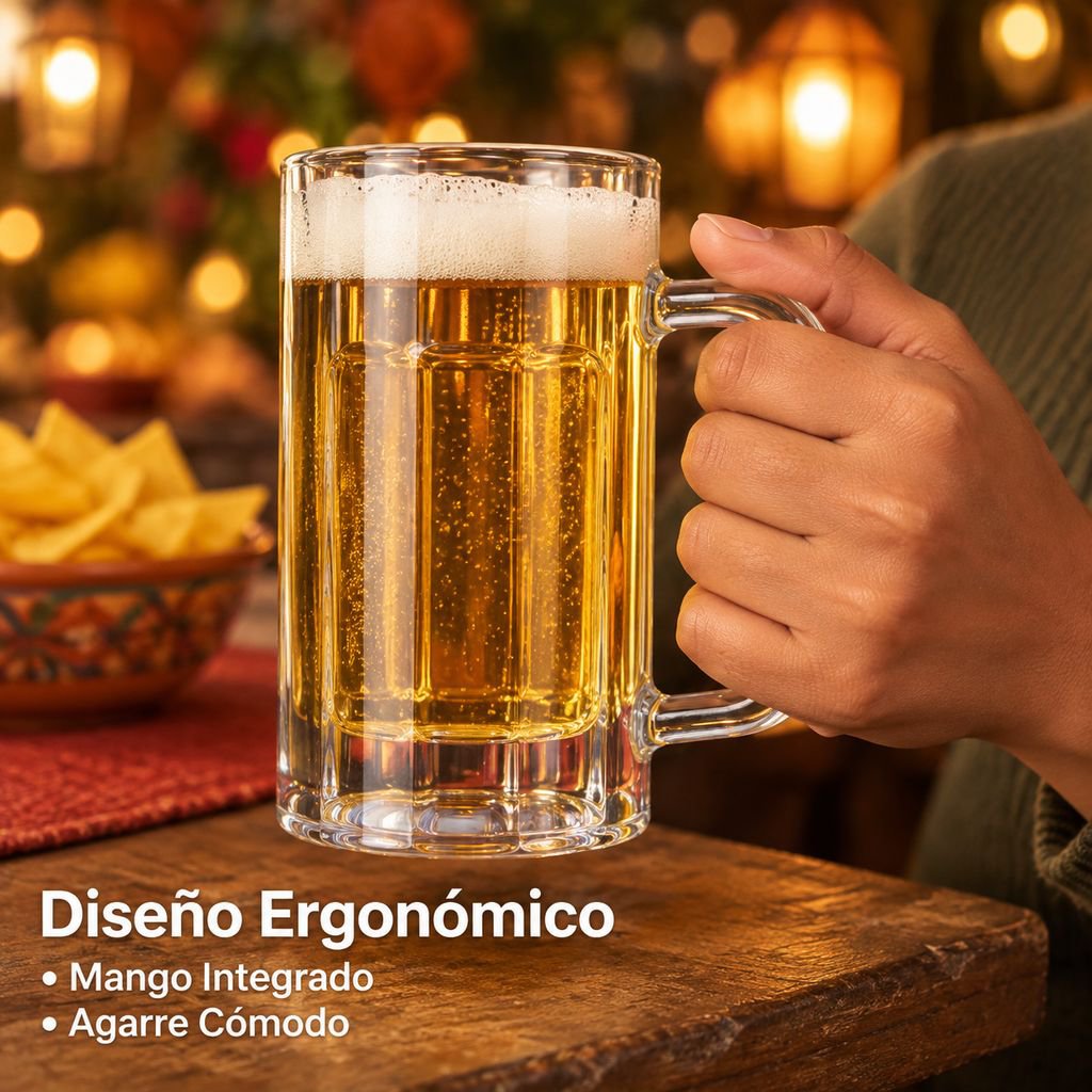 Jarra de Cerveza Acrílica Plástico PET 500ml con Asa para KTV Bar