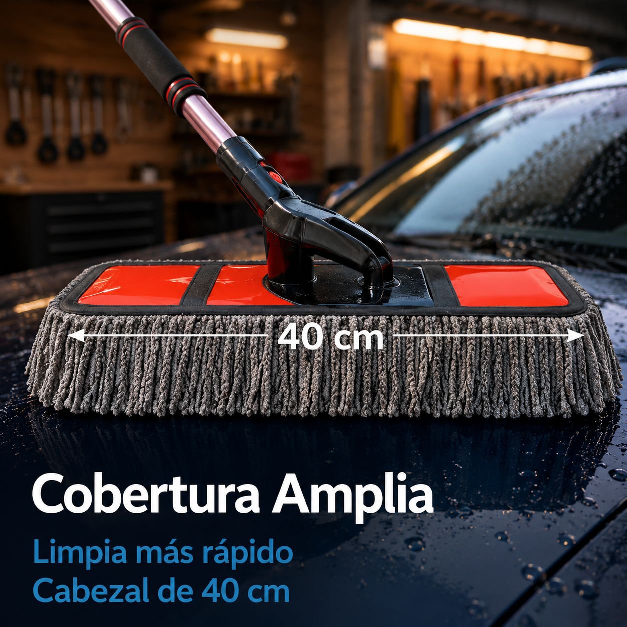 Combo multifuncional de mopa enceradora y cepillos para lavado de autos