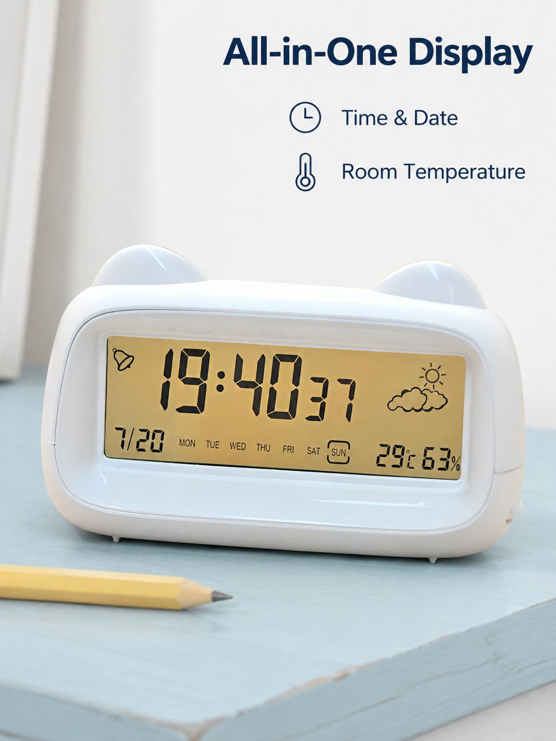 Cat Multifunctional Cute Children's Alarm Clock Rechargeable Luminous/Snooze