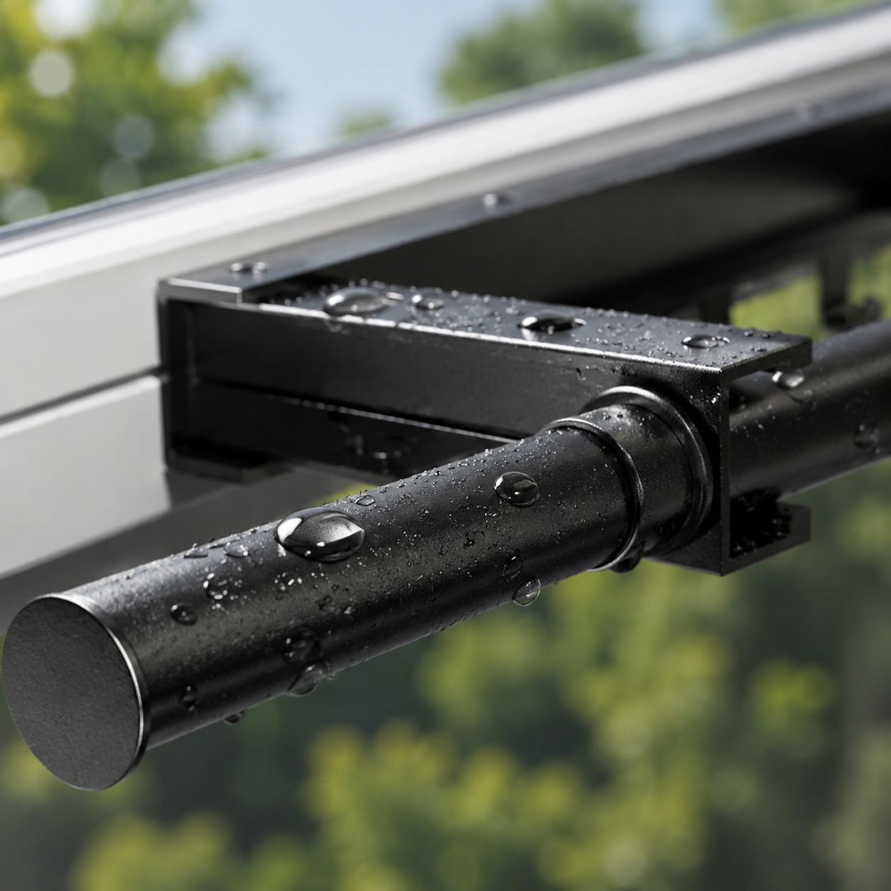 Easy-to-install side-mounted laundry rod with screws