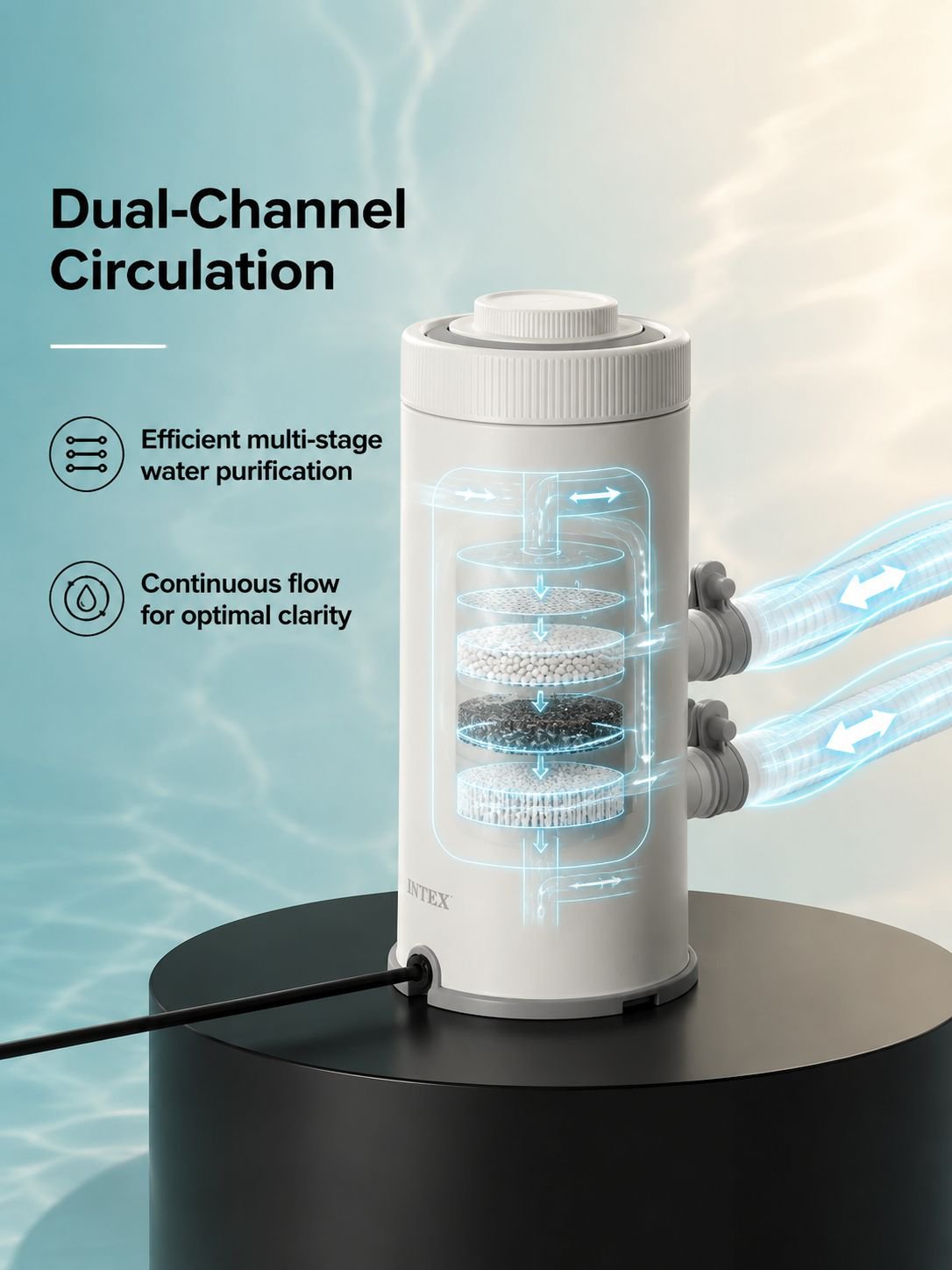 Close-up of aquarium filter pump purifier components