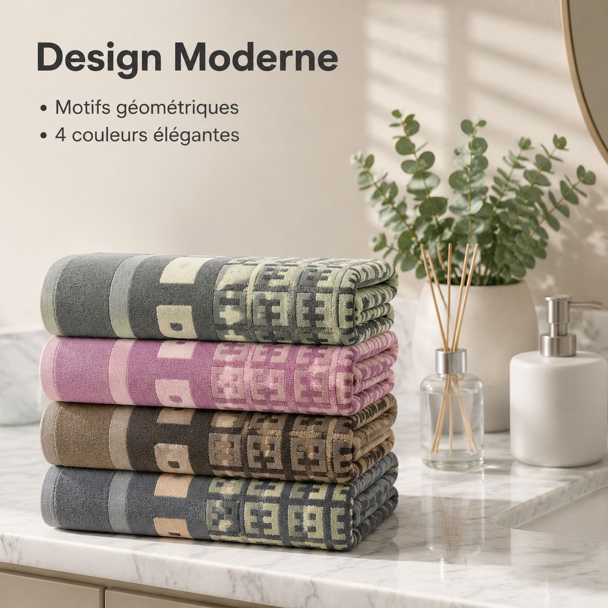 Serviette en coton pur unisexe pour la maison
