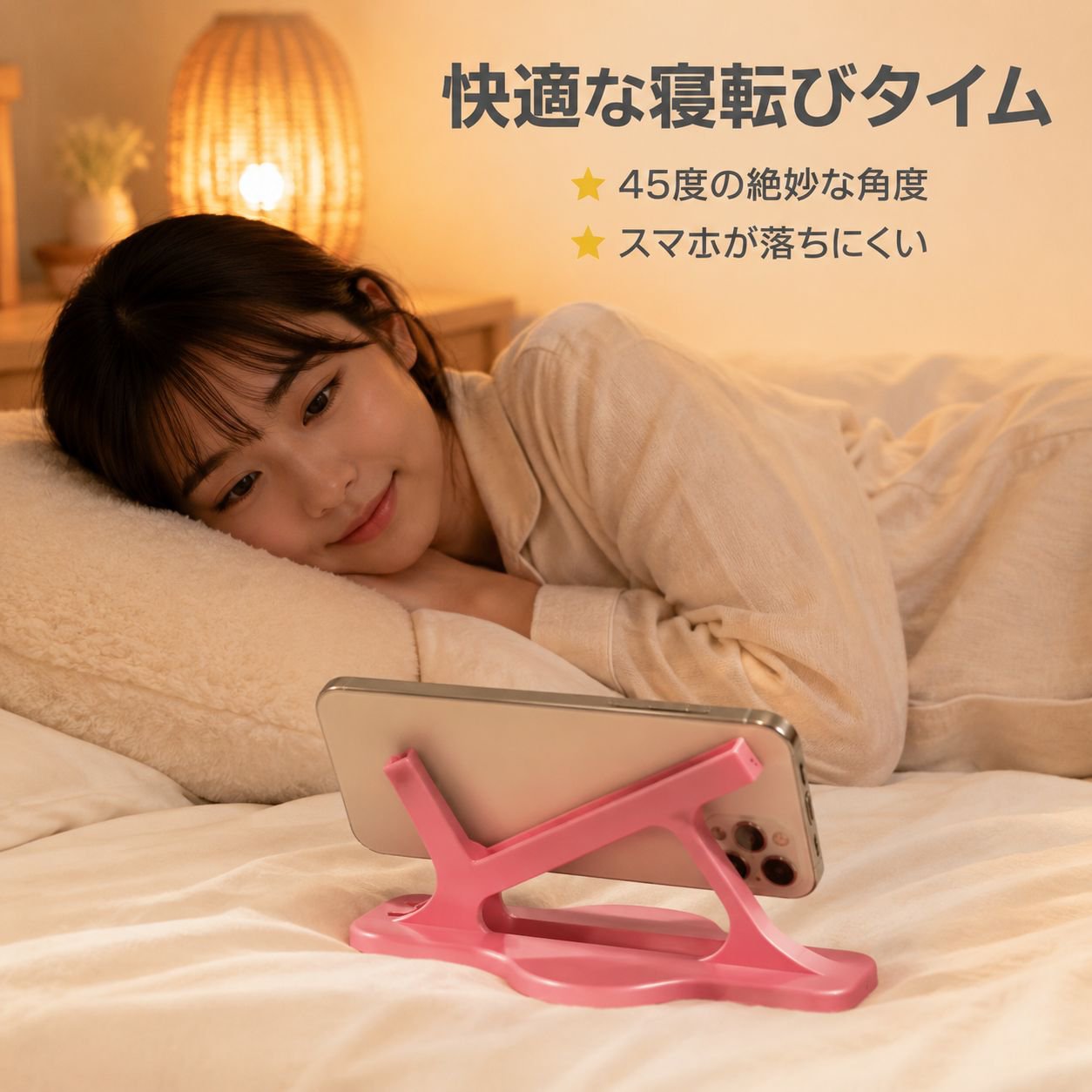 ベッド用横向きスマホスタンド