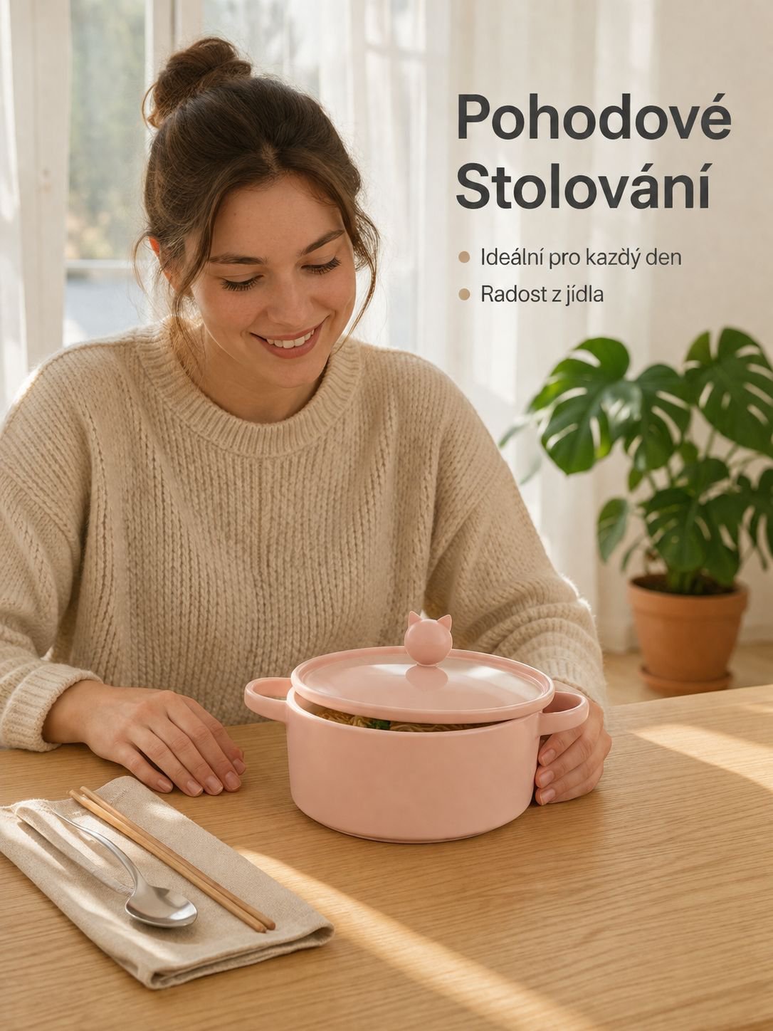 Keramická miska na nudle s víkem