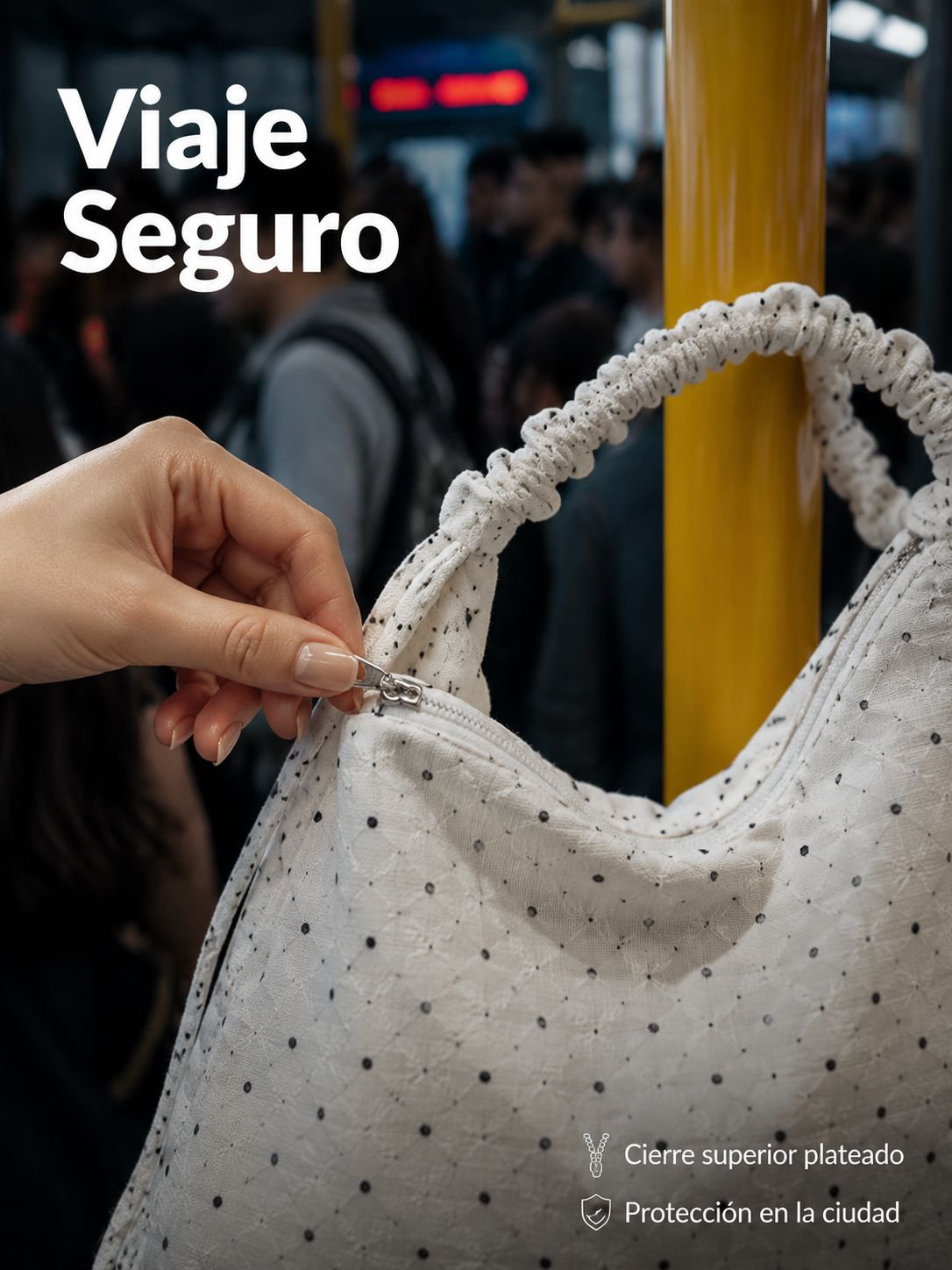 Bolso de lona con lunares de gran capacidad para trabajo y uso diario, estilo coreano