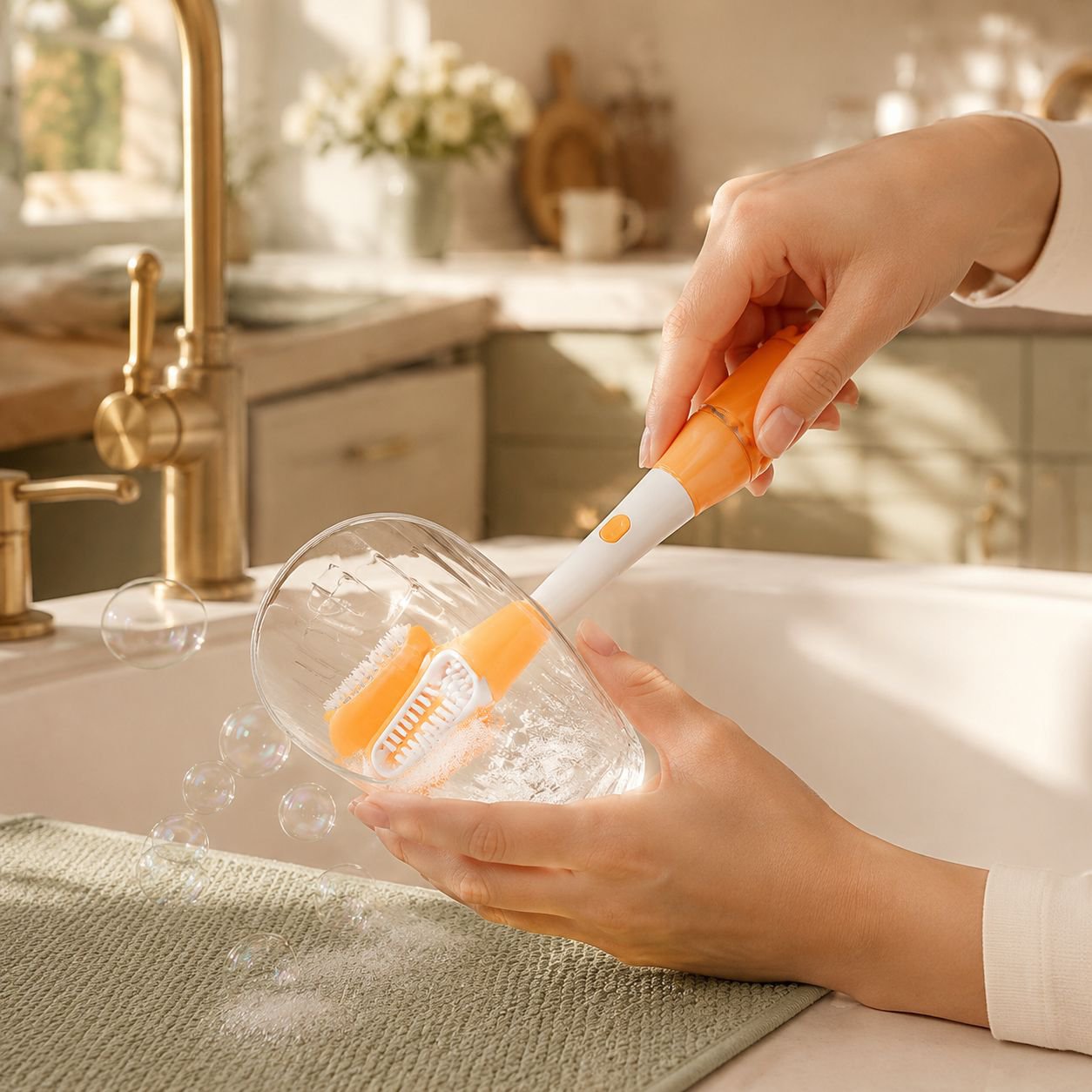 Soft bristles cup brush for scratch-free cleaning