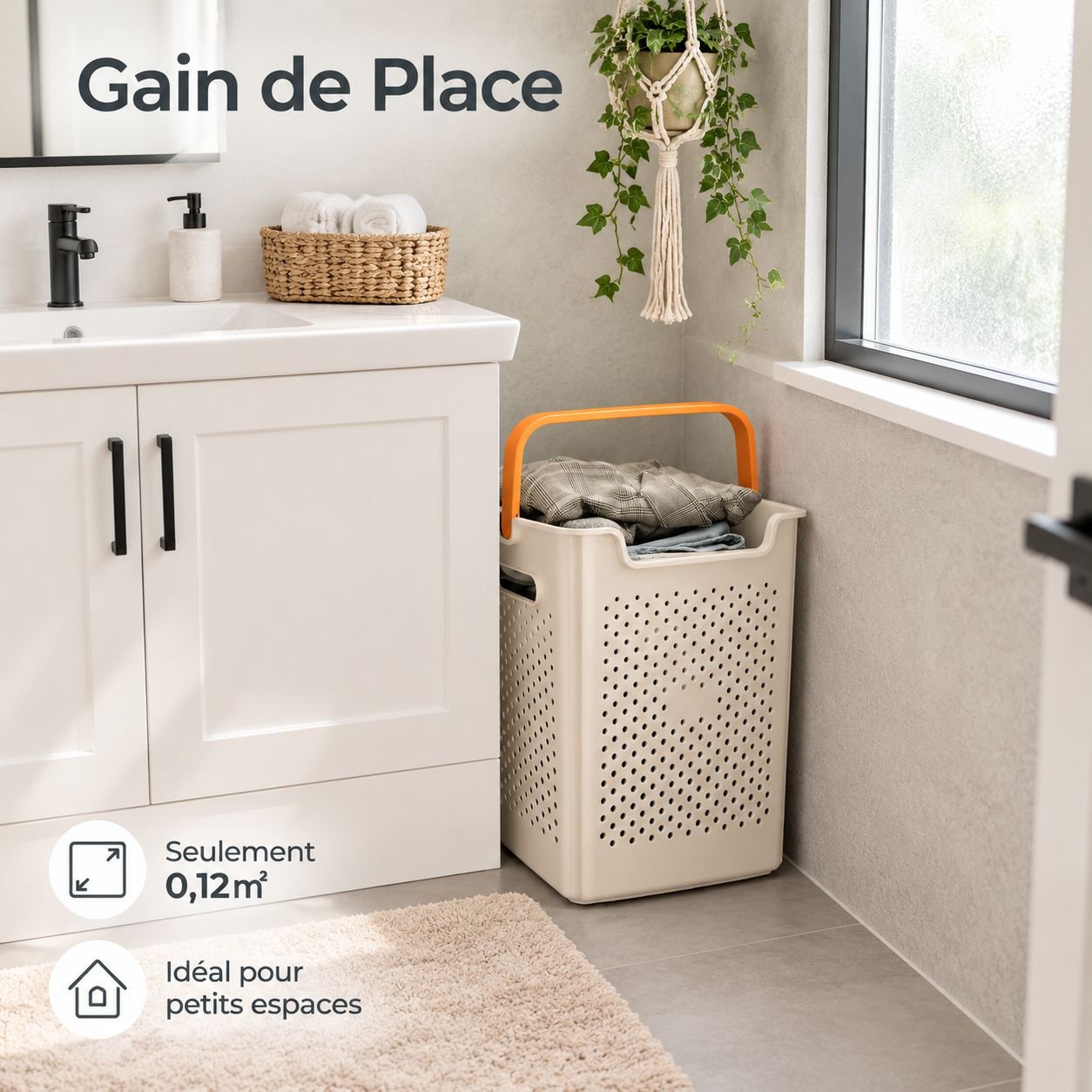 Panier à linge portable pour salle de bain domestique
