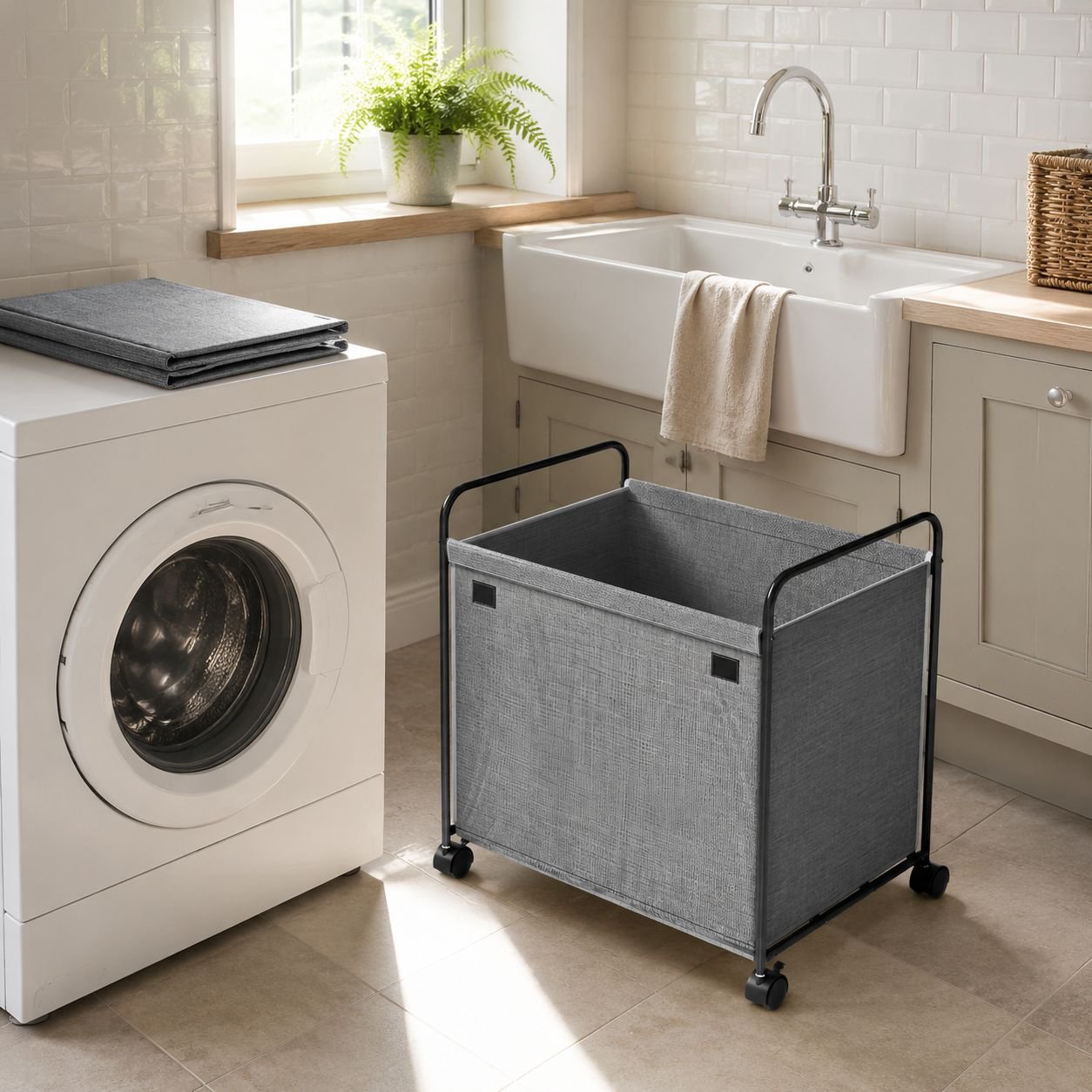 Rolling laundry basket for effortless mobility