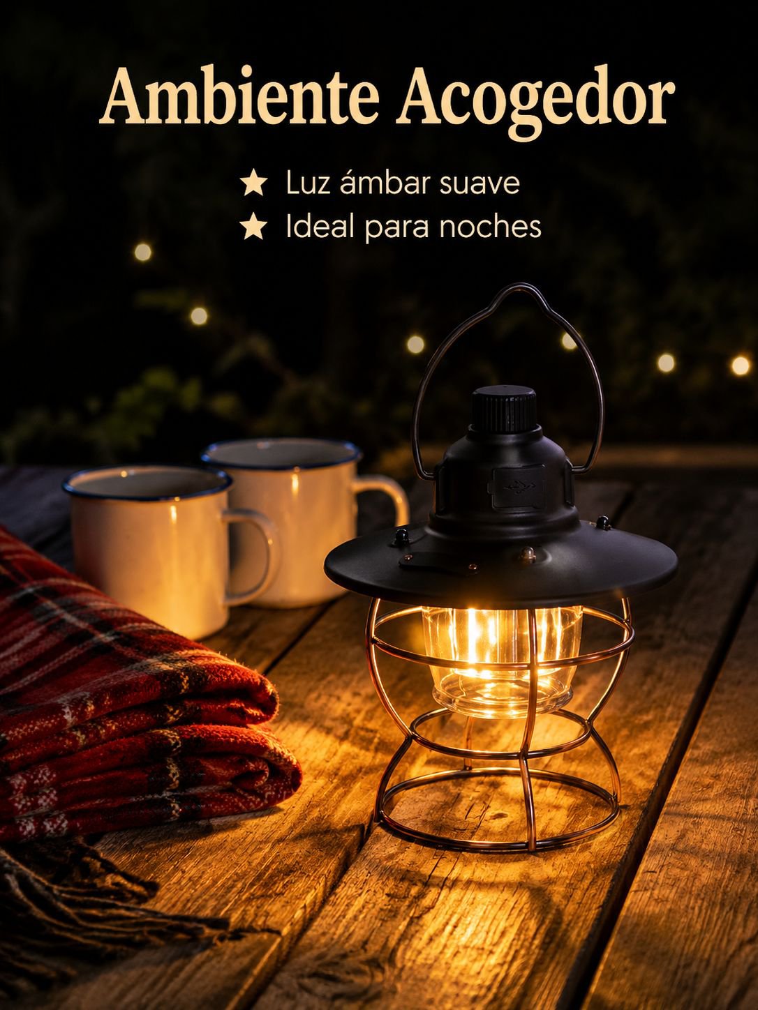 Lámpara de campamento inalámbrica de metal