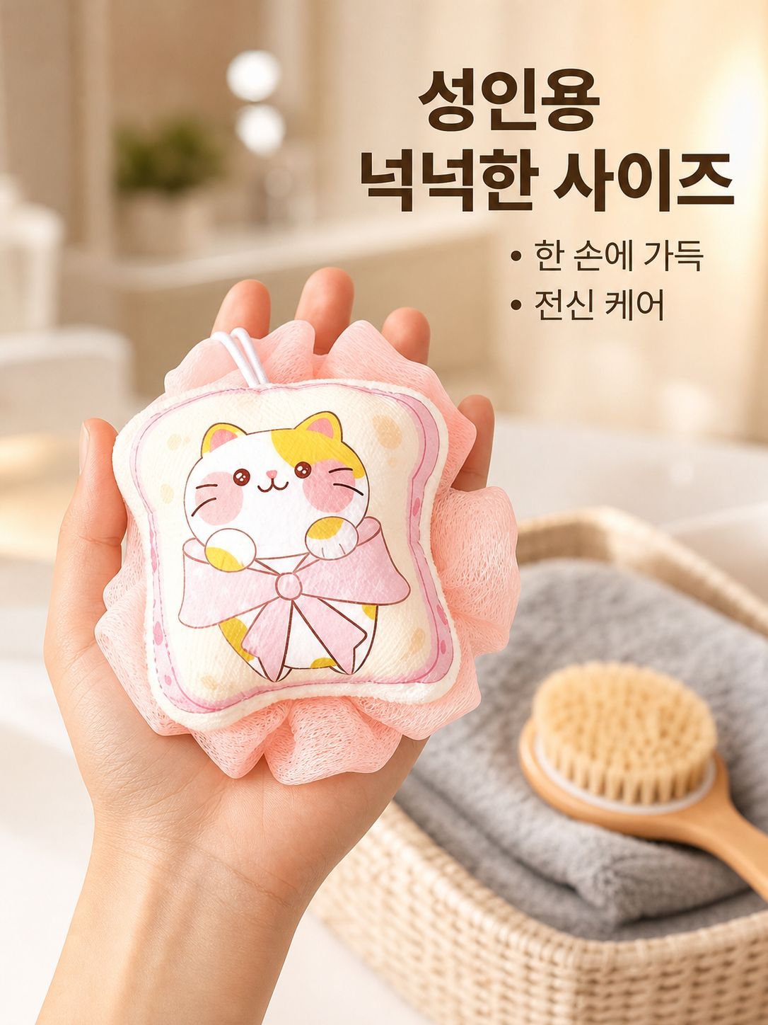 소프트 더블 샤워 플라워 때밀이 2 in 1 디자인으로 쉽게 변형되지 않고 뭉침이 빠르게 일어나는 성인용 때밀이 타월