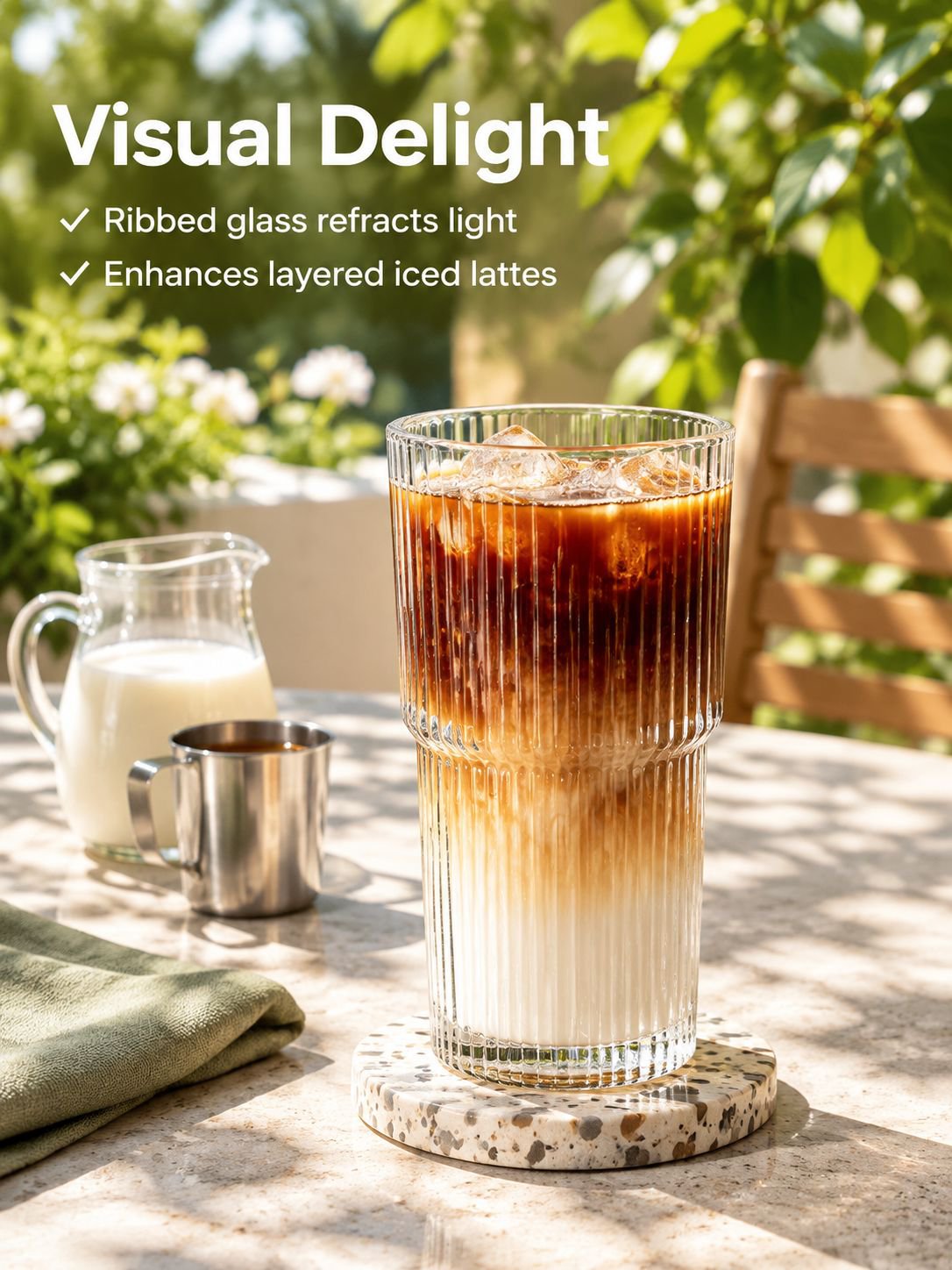 Modern striped clear glass cup for beverages