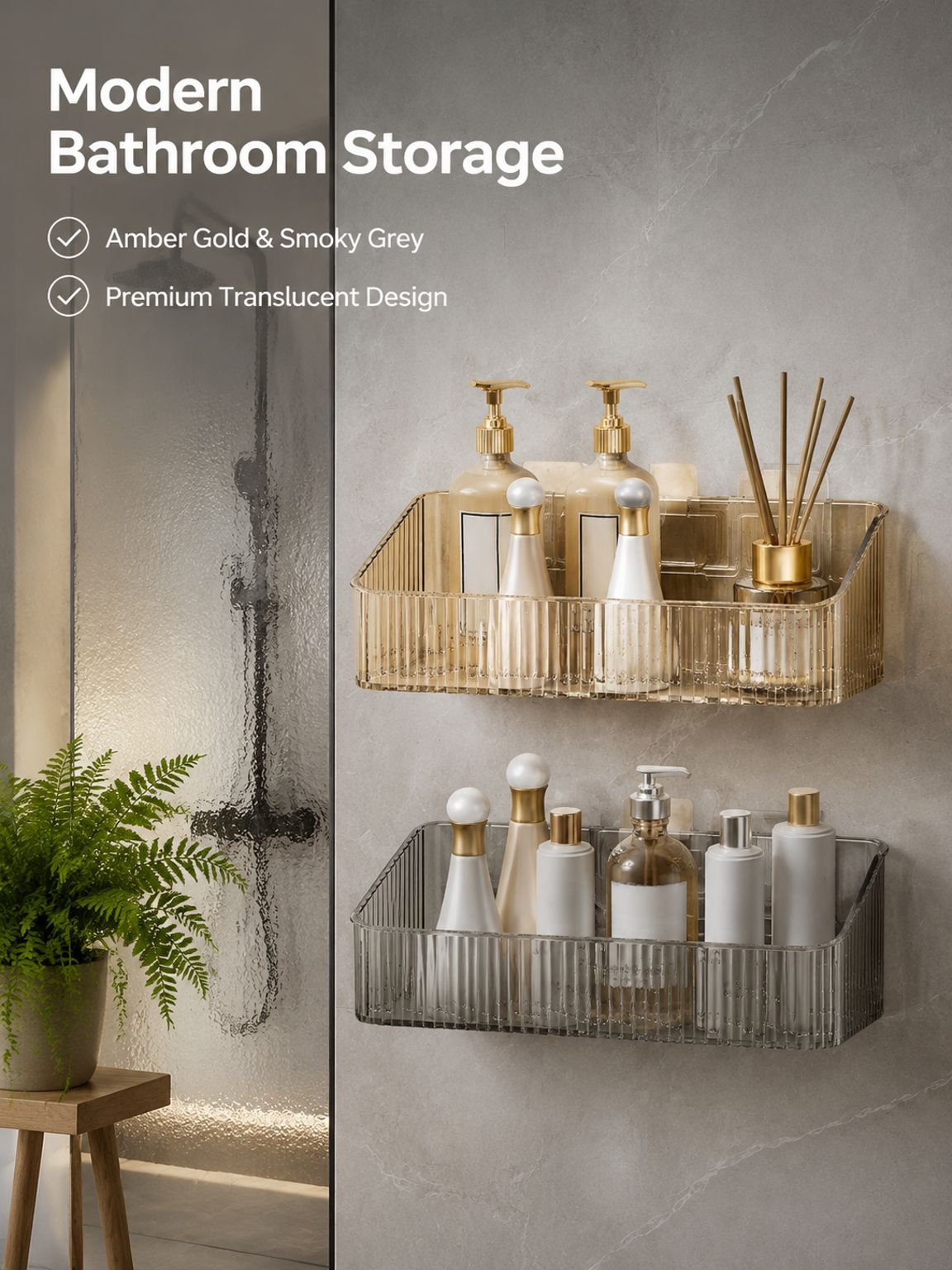 Transparent Drainage Multi-Functional Bathroom Storage Shelf